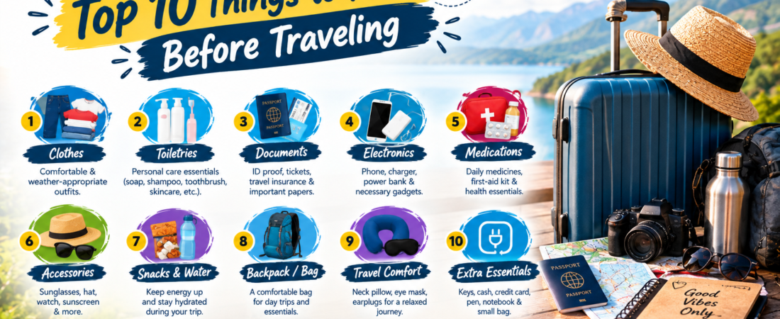 Top 10 Things To Pack Before Traveling