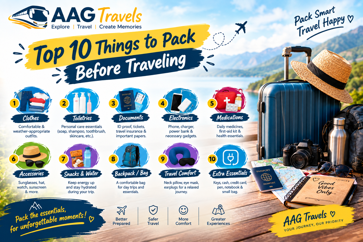 Top 10 Things To Pack Before Traveling